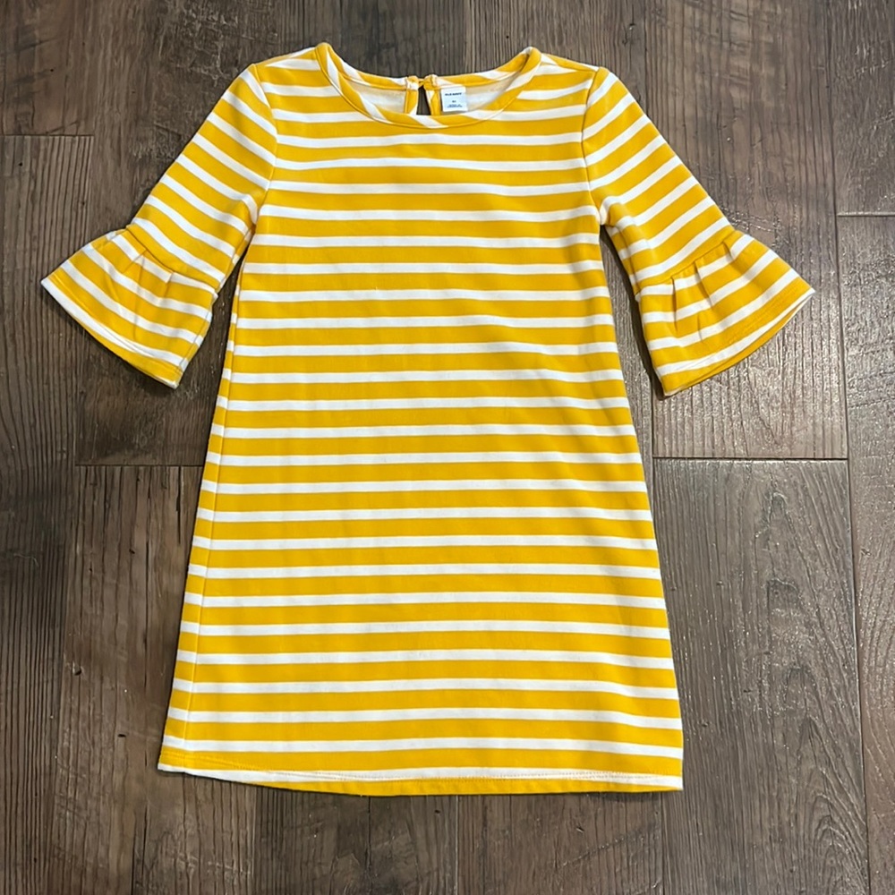 Yellow striped dress with ruffle  sleeves